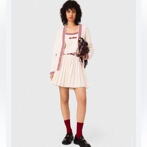 Maje collab w hot wheels White Cardigan with Red and Blue Stripe